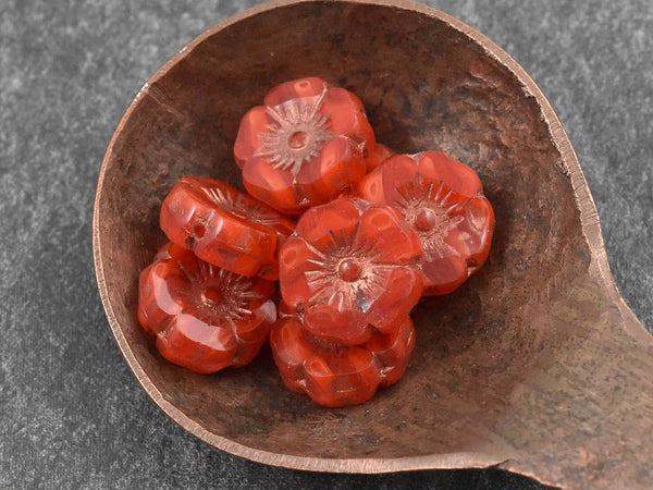 Czech Glass Beads - Hawaiian Flower Beads - Picasso Beads - Czech Glass Flowers - 12mm - 12pcs - (3891)