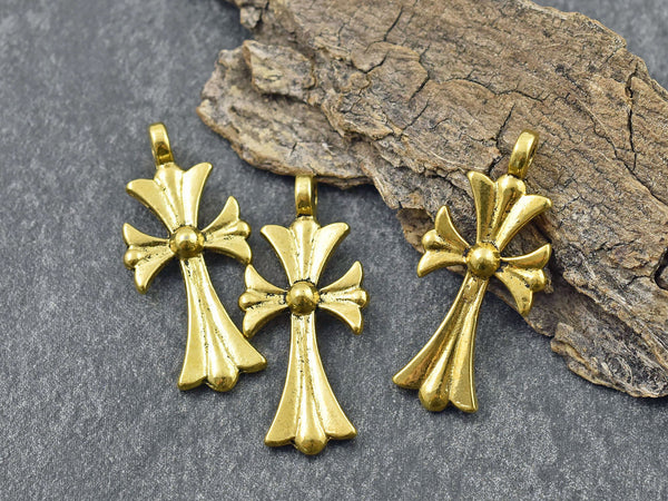 *10* 33x15mm Gold Cross Pendants