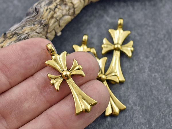 *10* 33x15mm Gold Cross Pendants