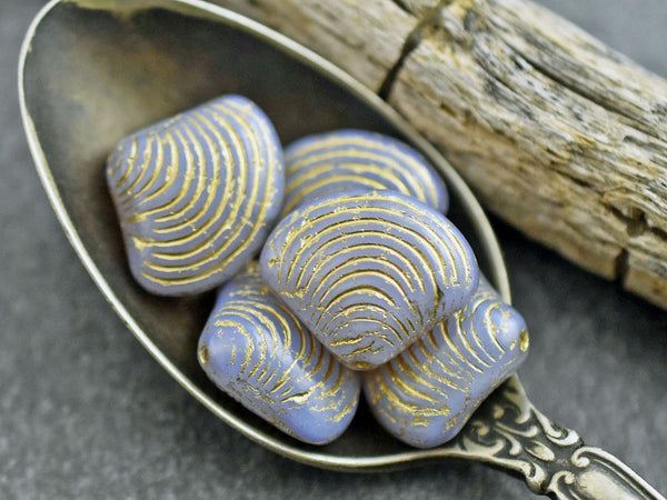 Czech Glass Beads - Sea Shell Beads - Scallop Shell Beads - 15x18mm - 8pcs - (1978)