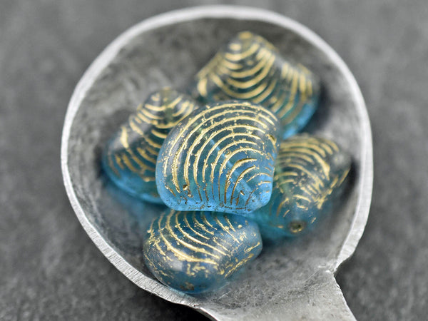 Czech Glass Beads - Sea Shell Beads - Scallop Shell Beads - 15x18mm - 8pcs - (759)