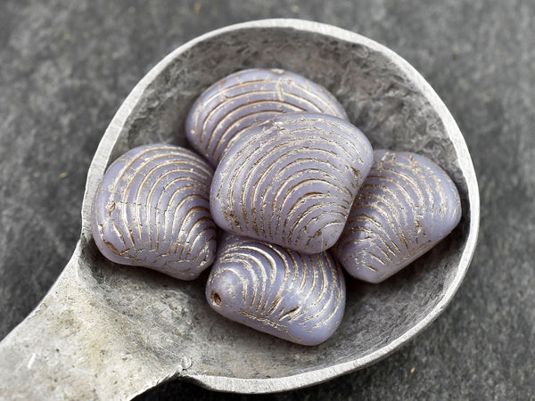 Czech Glass Beads - Sea Shell Beads - Scallop Shell Beads - 15x18mm - 8pcs - (2941)