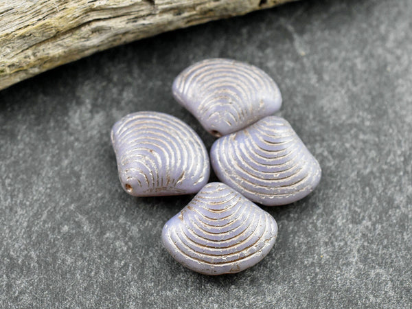 Czech Glass Beads - Sea Shell Beads - Scallop Shell Beads - 15x18mm - 8pcs - (2941)