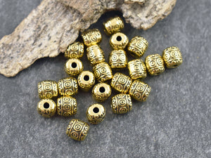 Drum Beads - Barrel Beads - Metal Beads - Gold Beads - Metal Spacers - Gold Spacer Beads - 5x6mm - 50pcs - (B232)