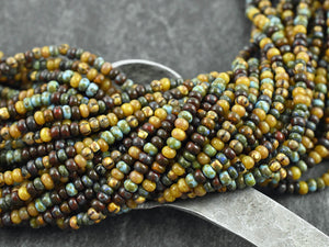 Picasso Seed Beads - Aged Picasso Beads - Czech Glass Beads - Size 7 Seed Beads - 7/0 - 21