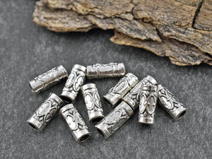 Metal Beads - Tube Beads - Spacer Beads - Silver Beads - Large Hole Beads - 13x6mm - 15pcs - (3004)