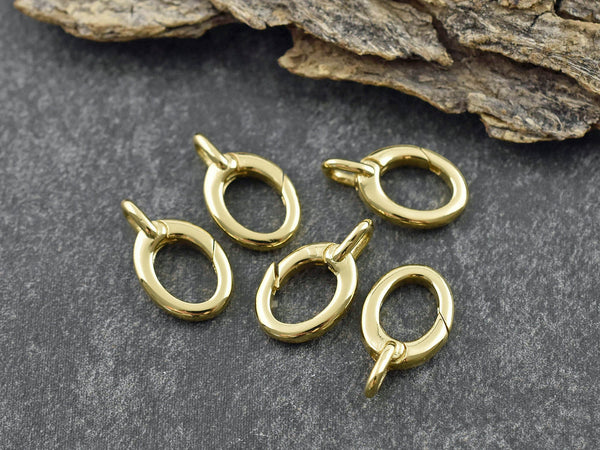 Spring Ring Clasp - Triggerless Lobster Clasp - 18k Gold Clasps - Gold Clasps - Metal Clasps - 5pcs - 19x9mm - (3562)