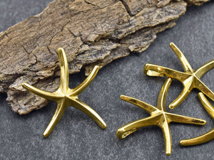 Starfish Pendant - Metal Pendant - Gold Pendant - Sea Life Pendant - 32x29mm - (357)