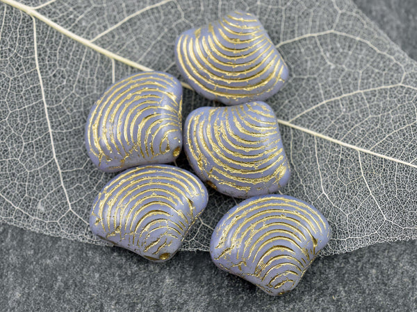 Czech Glass Beads - Sea Shell Beads - Scallop Shell Beads - 15x18mm - 8pcs - (1978)