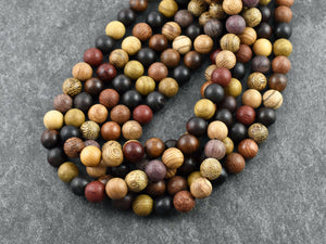Sandalwood Beads - Natural Wood Beads - Jewelry Making Beads - Mala Beads - 16 inch strand - 6mm 8mm or 10mm