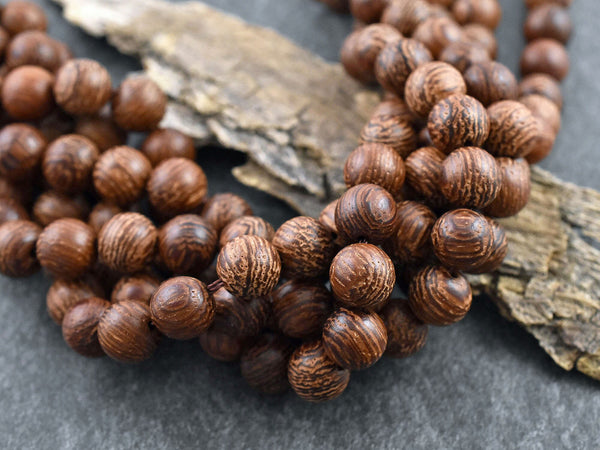 Wood Beads - Dragon Tree Beads - Jewelry Making Beads - Mala Beads - 16 inch strand - 6mm 8mm or 10mm