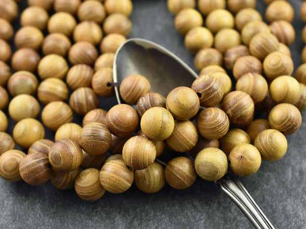 Wood Beads - Burleywood Beads - Jewelry Making Beads - Mala Beads - 16 inch strand - 8mm or 10mm