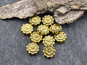 Antique Gold Beads - Metal Beads - Flower Beads - Metal Spacers - Spacer Beads - 9mm - 50pcs - (5375)