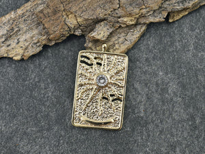 Gold Pendants - Metal Pendants - Rhinestone Pendant - Micro Pave - Cubic Zirzonia - 30x18mm - (4435)