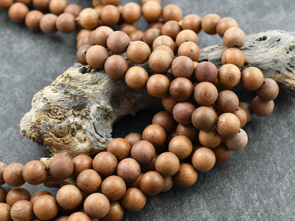 Wood Beads - Burleywood Beads - Jewelry Making Beads - Mala Beads - 16 inch strand - 8mm or 10mm