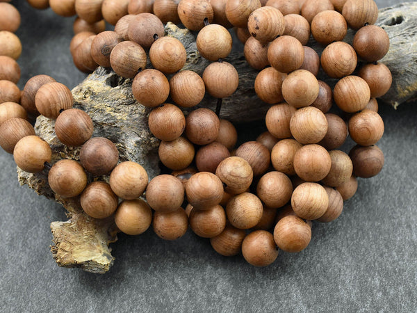 Wood Beads - Burleywood Beads - Jewelry Making Beads - Mala Beads - 16 inch strand - 8mm or 10mm