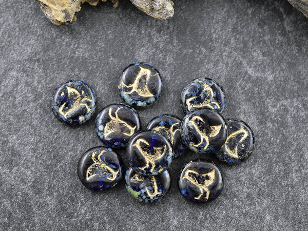 Picasso Beads - Czech Glass Beads - Bird Beads - Coin Beads - 12mm - 15pcs - (4945)