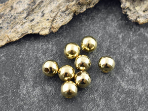 Gold Beads - Gold Spacers - Spacer Beads - 24k Gold Beads - Round Spacers