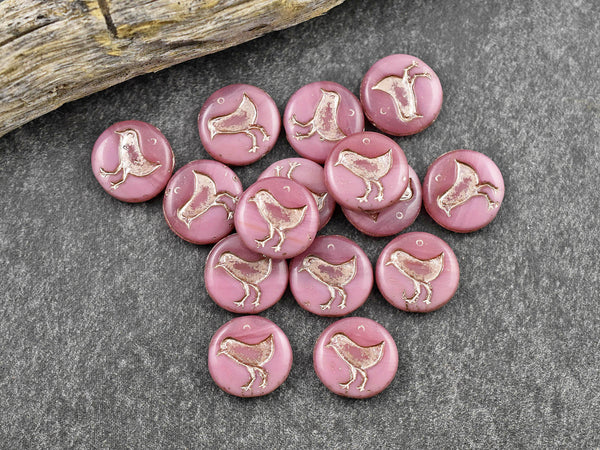 Czech Glass Beads - Bird Beads - Picasso Beads - Coin Beads - 12mm - 15pcs - (1253)