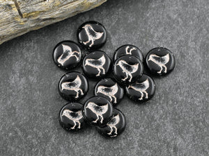 Czech Glass Beads - Picasso Beads - Bird Beads - Coin Beads - Czech Beads - Flat Coin - 15pcs - 12mm - (327)