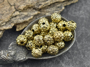 Metal Beads - Metal Spacers - Gold Spacer Beads - Antique Gold Beads - 5mm - 25pcs - (3593)