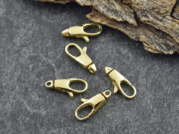 Swivel Lobster Clasp - Gold Lobster Clasp - Lobster Claw - Metal Clasps - 18k Gold Clasps - 5pcs - 15x7mm - (5144)