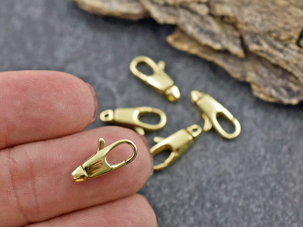 Swivel Lobster Clasp - Gold Lobster Clasp - Lobster Claw - Metal Clasps - 18k Gold Clasps - 5pcs - 15x7mm - (5144)