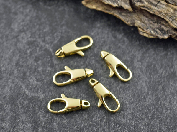 Swivel Lobster Clasp - Gold Lobster Clasp - Lobster Claw - Metal Clasps - 18k Gold Clasps - 5pcs - 15x7mm - (5144)