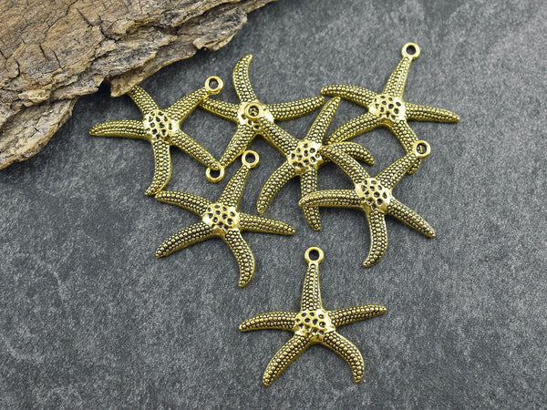 Starfish Pendant - Metal Pendant - Silver Pendant - Sea Life Pendant - Metal Charms - 28x30mm - 10pcs - (B519)