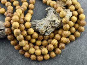 Wood Beads - Burleywood Beads - Jewelry Making Beads - Mala Beads - 16 inch strand - 8mm or 10mm