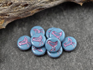 Czech Glass Beads - Bird Beads - Picasso Beads - Coin Beads - 12mm - 15pcs - (4652)