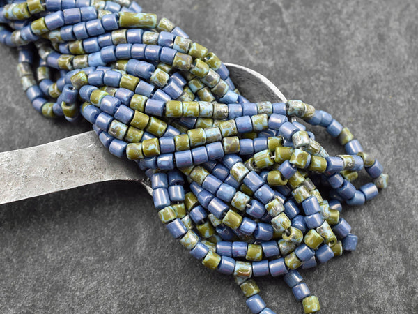 Bugle Beads - Aged Picasso Beads - Picasso Beads - Czech Glass Beads - Seed Beads - 4mm - 20" Strand - (2387)