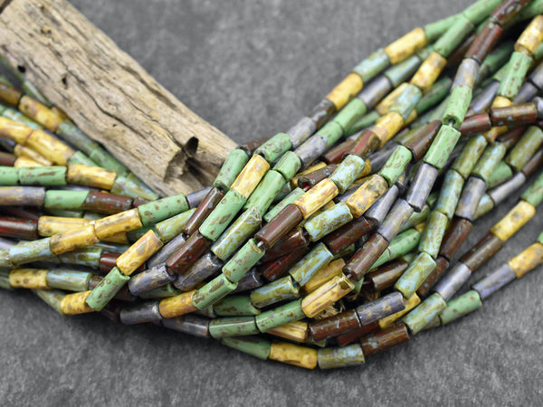 Bugle Beads - Picasso Beads - Czech Glass Beads - Seed Beads - 9x4mm - 20" Strand - (6134)