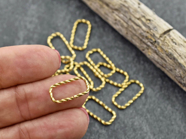 Gold Jump Rings - Twisted Jump Rings - Oval Jump Rings - Open Jump Rings - 18k Gold Plated - 16x8mm - (1554)