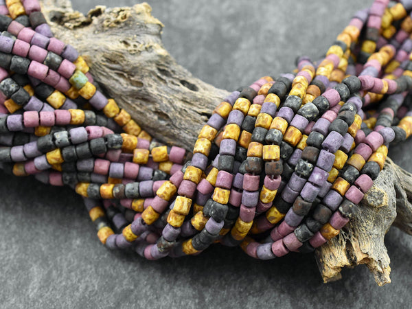 Bugle Beads - Aged Picasso Beads - Picasso Beads - Czech Glass Beads - Seed Beads - 4mm - 21" Strand - (2247)