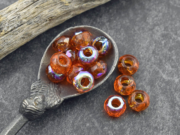 Czech Glass Beads - Roller Rondelle Beads - Large Hole Beads - Fire Polished Beads - Large Hole Rondelle - 5x8mm - 25pcs - (1030)