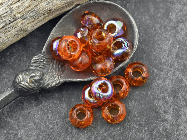 Czech Glass Beads - Roller Rondelle Beads - Large Hole Beads - Fire Polished Beads - Large Hole Rondelle - 5x8mm - 25pcs - (1030)