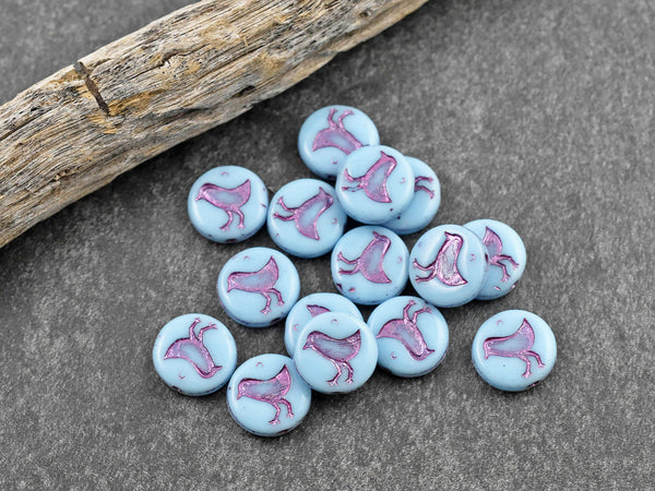 Czech Glass Beads - Picasso Beads - Bird Beads - Coin Beads - Czech Beads - Flat Coin - 15pcs - 12mm - (5635)