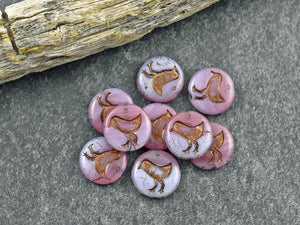 Czech Glass Beads - Bird Beads - Picasso Beads - Coin Beads - 12mm - 15pcs - (1092)