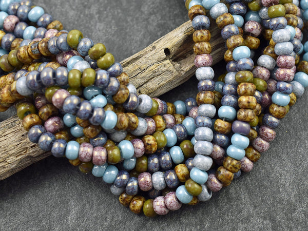 Picasso Beads - Large Seed Beads - 2/0 - Czech Glass Beads - Size 2 Beads - Aged Seed Beads - 6mm Beads - 20" Strand - (3489)