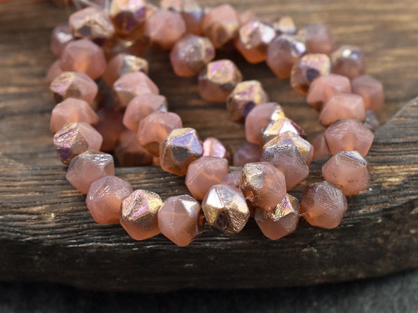 Czech Glass Beads - English Cut Beads - 8mm Beads - Pink Beads - Round Beads - Antique Cut Beads - 20pcs (204)