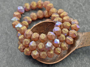 Czech Glass Beads - English Cut Beads - 8mm Beads - Pink Beads - Round Beads - Antique Cut Beads - 20pcs (990)