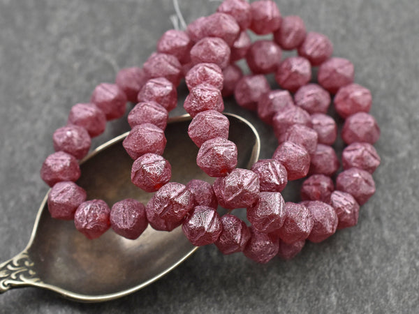 Czech Glass Beads - English Cut Beads - 8mm Beads - Pink Beads - Round Beads - Antique Cut Beads - 20pcs (6007)