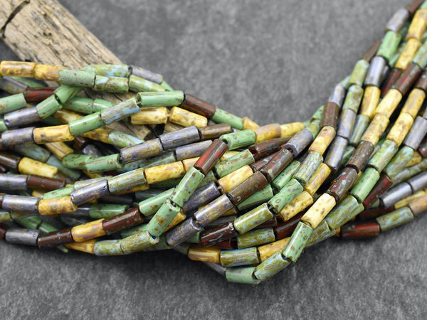 Bugle Beads - Picasso Beads - Czech Glass Beads - Seed Beads - 9x4mm - 20" Strand - (6134)