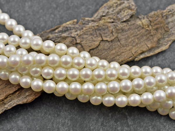 Czech Glass Beads - Pearl Beads - Glass Pearls - Czech Pearls - Round Pearl Beads - Choose Your Size