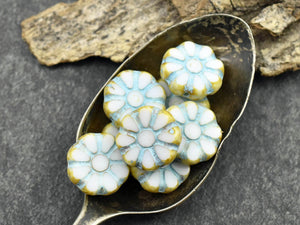 Picasso Beads - Flower Beads - Czech Glass Beads - Coin Beads - Daisy Flower Bead - 12mm - 8pcs (A32)