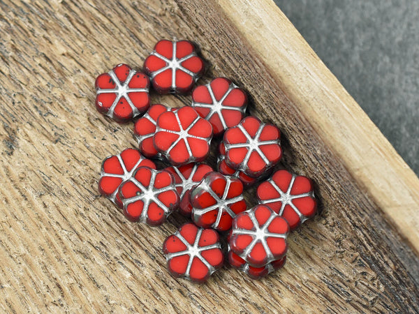 Flower Beads - Picasso Beads - Czech Glass Beads - Coin Beads - Daisy Flower Bead - 10mm - 15pcs - (4610)