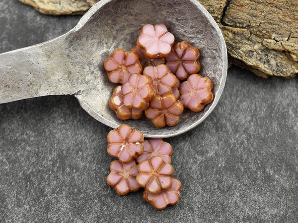 Picasso Beads - Czech Glass Beads - Flower Beads - Coin Beads - Daisy Flower Bead - 10mm - 15pcs - (770)