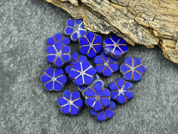 Picasso Beads - Flower Beads - Czech Glass Beads - Coin Beads - Daisy Flower Bead - 10mm - 15pcs - (6018)