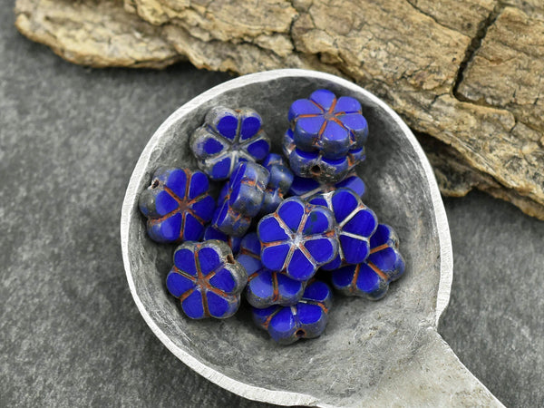 Picasso Beads - Flower Beads - Czech Glass Beads - Coin Beads - Daisy Flower Bead - 10mm - 15pcs - (6018)